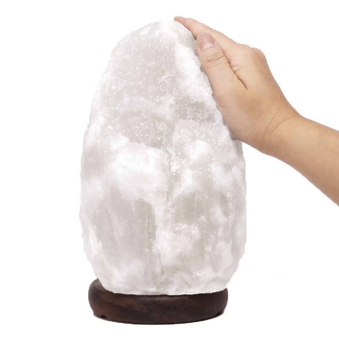 2-3kg White Himalayan Salt Lamp on Timber Base Green Earth Lighting Australia, Salt lamp, 2-3kg-white-himalayan-salt-lamp-on-timber-base